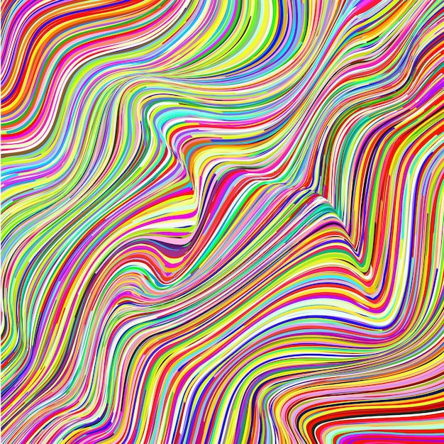 Vector warped lines abstract background. Wavy stripes optical illusion.