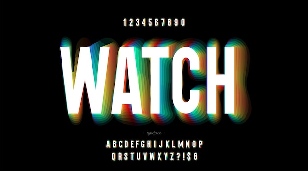 Vector watch color font 3d style modern typography