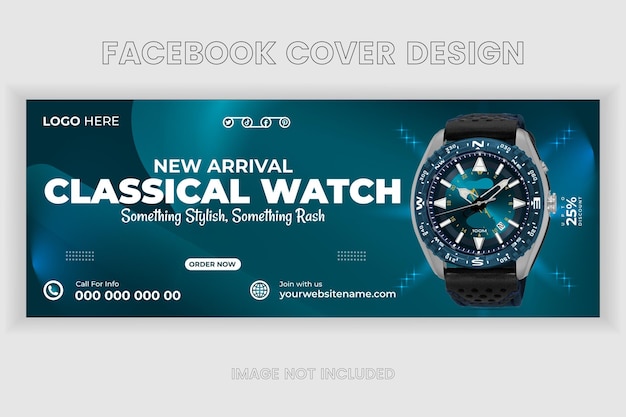 Вектор Продажа векторных часов в социальных сетях и дизайн обложки facebook для продвижения бизнеса