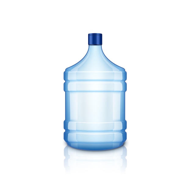 Vector water empty bottle. Large plastic big blue transparent bottle for clean water, isolated.