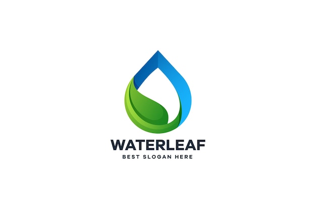 ベクトル水の葉のグラデーションのロゴ