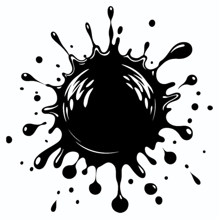 Vector vector of water splashes or drops black ink splatter dirt stain spatter and boots silhouettes