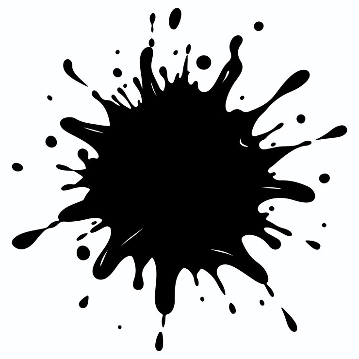 Vector vector of water splashes or drops black ink splatter dirt stain spatter and boots silhouettes