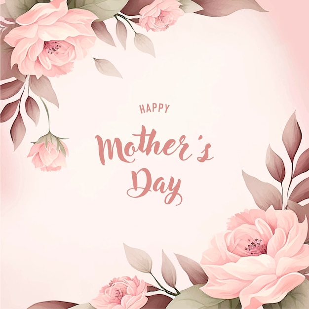 Vector watercolor banner with beautiful flowers framed for mother's day