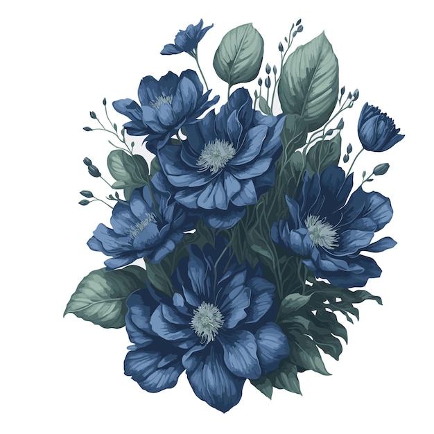 Vector vector watercolor blue wood anemone clipart florist editable