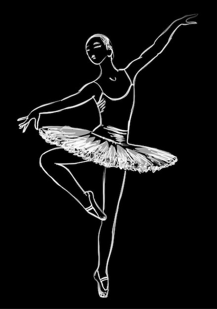 Vettore disegno a pennello acquerello vettoriale di giovane ballerina danzante nel salto