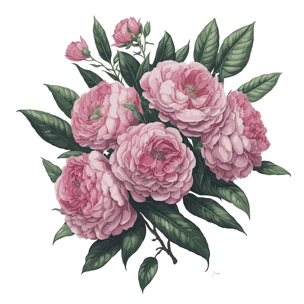 Векторная акварель Camelliapitardii розовый цветочный клипарт
