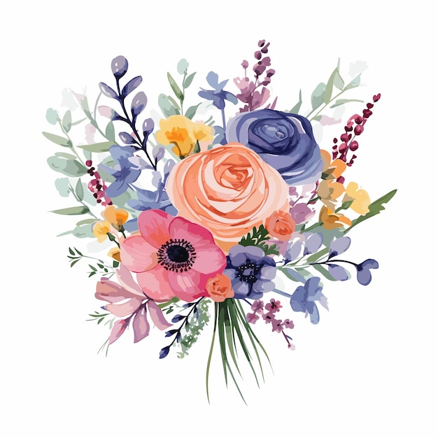 Vector vector watercolor colorful flower bouquet