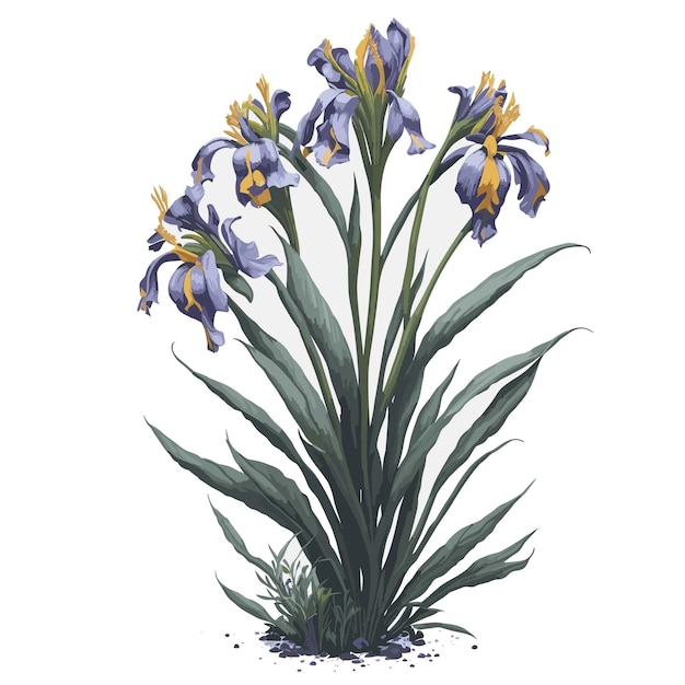 Vector watercolor Dwarf iris clipart floral bouquet