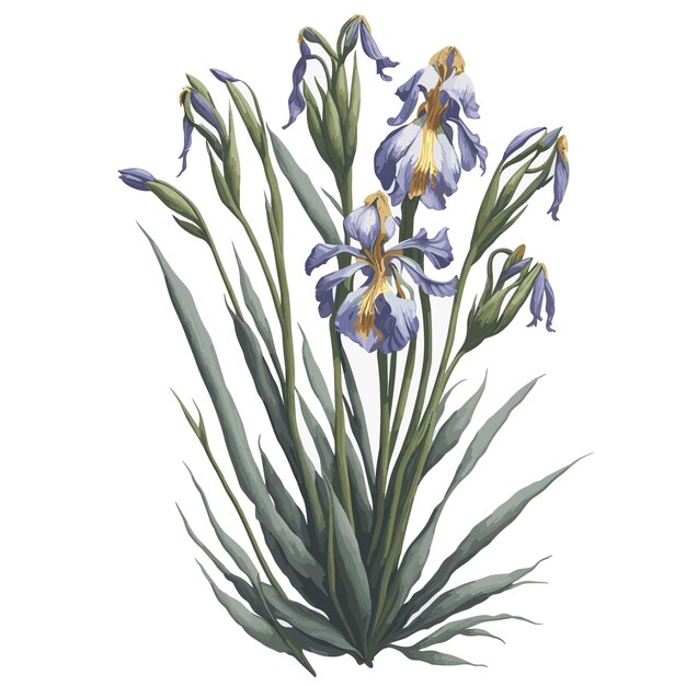 Vector vector watercolor dwarf iris clipart floral bouquet