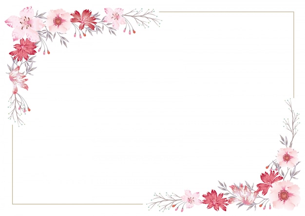 Vector watercolor floral frame isolated 