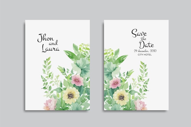 vector watercolor floral wedding invitation card design