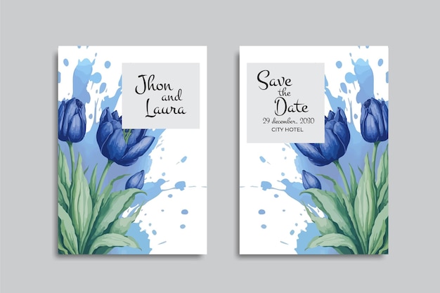 vector watercolor floral wedding invitation card design