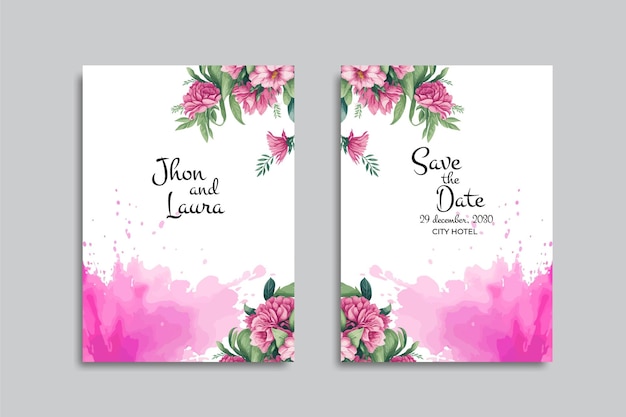 vector watercolor floral wedding invitation card design