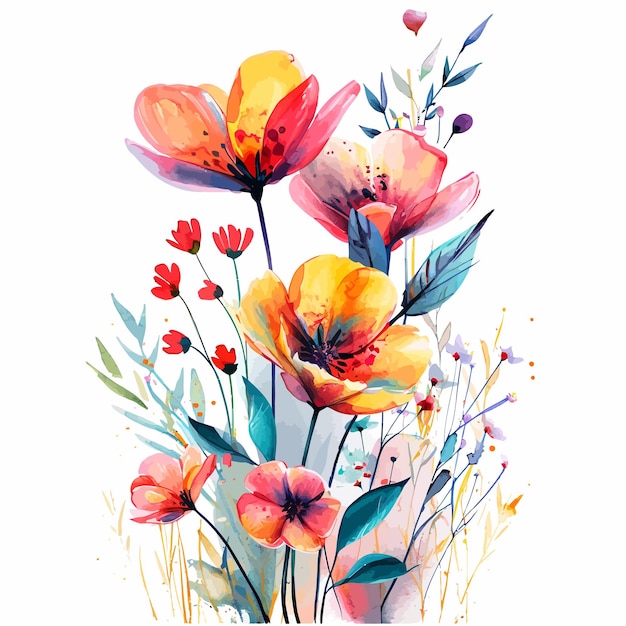 vector watercolor flowers tshirt