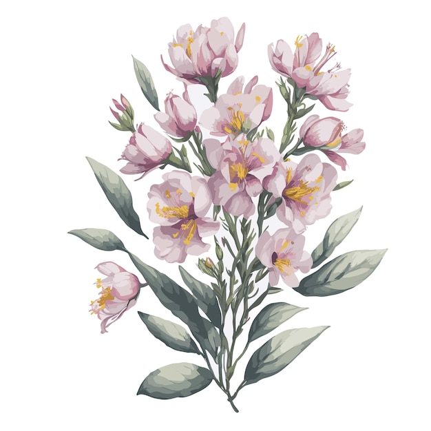 Vector Watercolor Freesia cherry blossom clipart floral