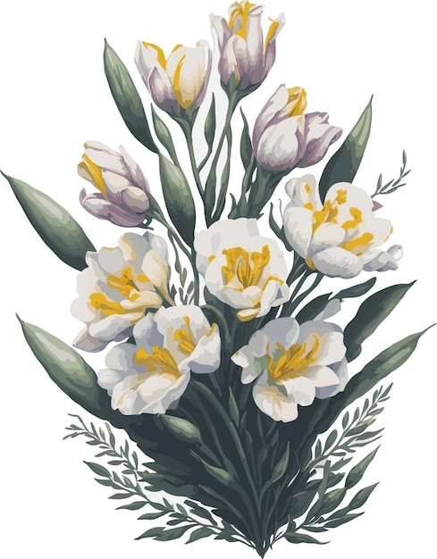 Vector vector watercolor freesia golden clipart floral