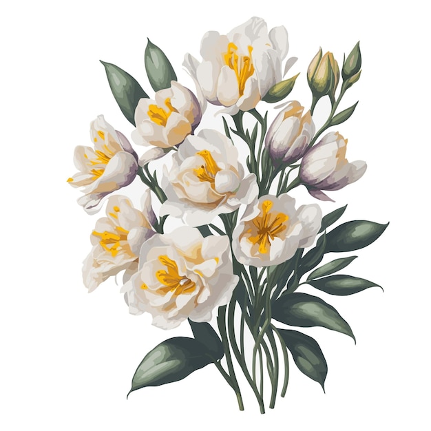 Vector vector watercolor freesia golden clipart floral