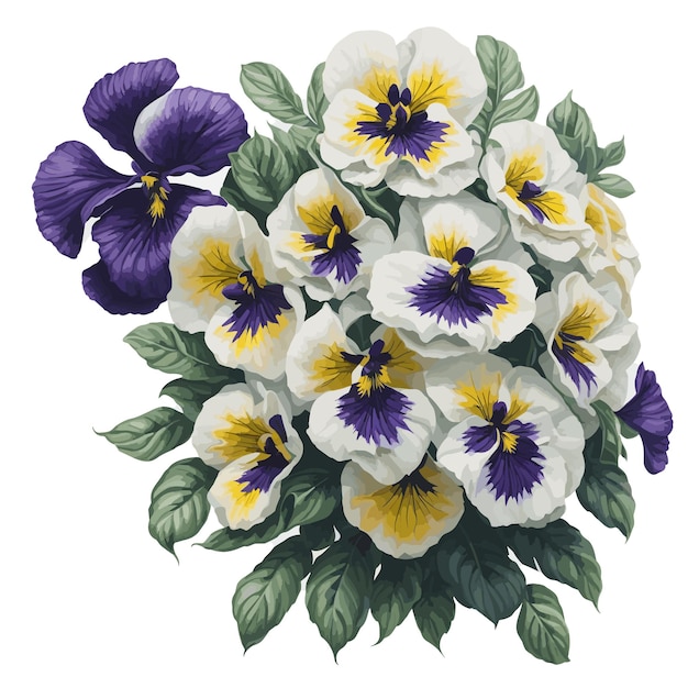 Acquerello vettoriale frizzle sizzle pansy clipart fiore floreale