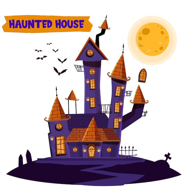 vector watercolor halloween house illustration