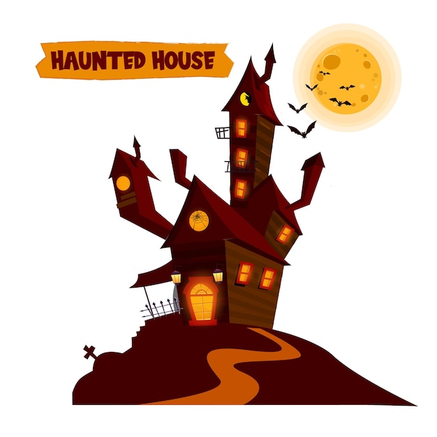 Vector watercolor halloween house illustration