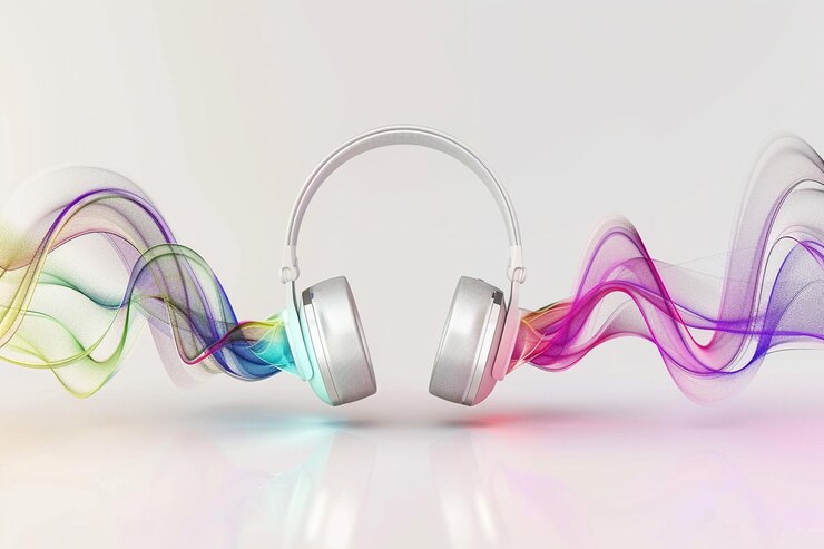 Vector vector watercolor headphone with music symbol notes colorful vector headphones background with butt