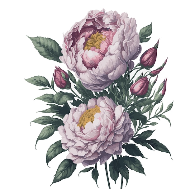 Vector vector watercolor hillary peony clipart floral bouquet