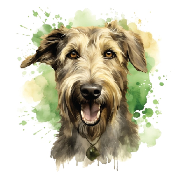 Vector watercolor illustration of a cute dog