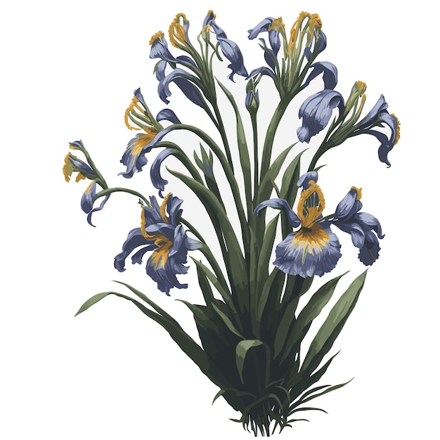 Vector vector watercolor pacific coast iris clipart floral bouquet