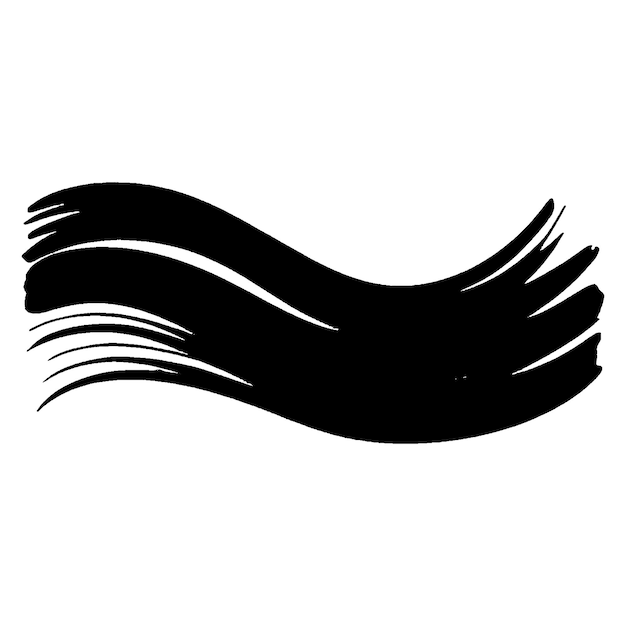 ベクトル水彩は、白い背景に分離された黒のブラシ ストロークを描いた手描きのデザイン要素
