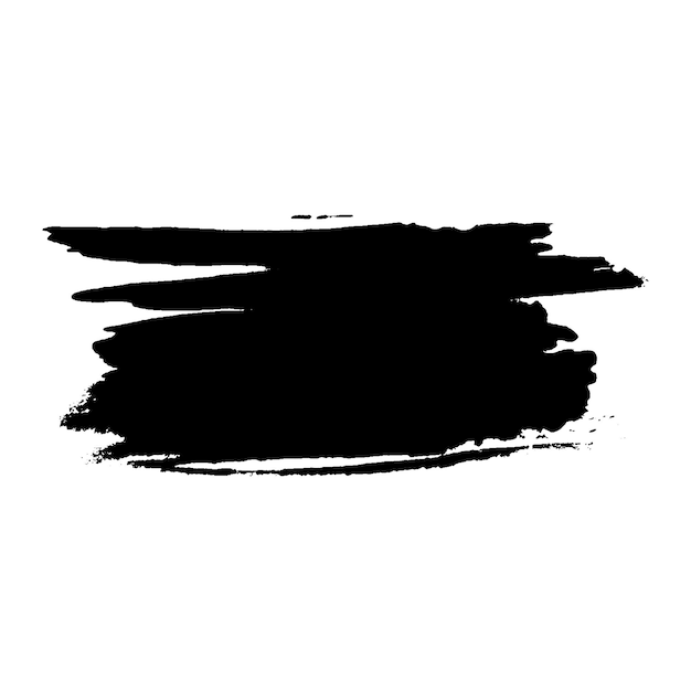 ベクトル水彩は、白い背景に分離された黒のブラシ ストロークを描いた手描きのデザイン要素