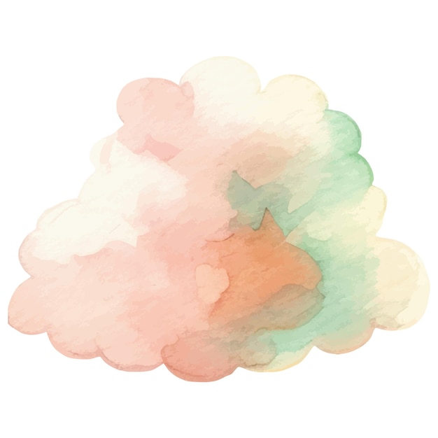 Vettore nuvola dipinta ad acquerello vettoriale elementi di design disegnati a mano isolati su sfondo bianco