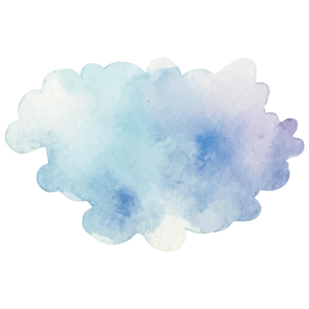 Vector watercolor painted cloud hand drawn design elements isolated on white background