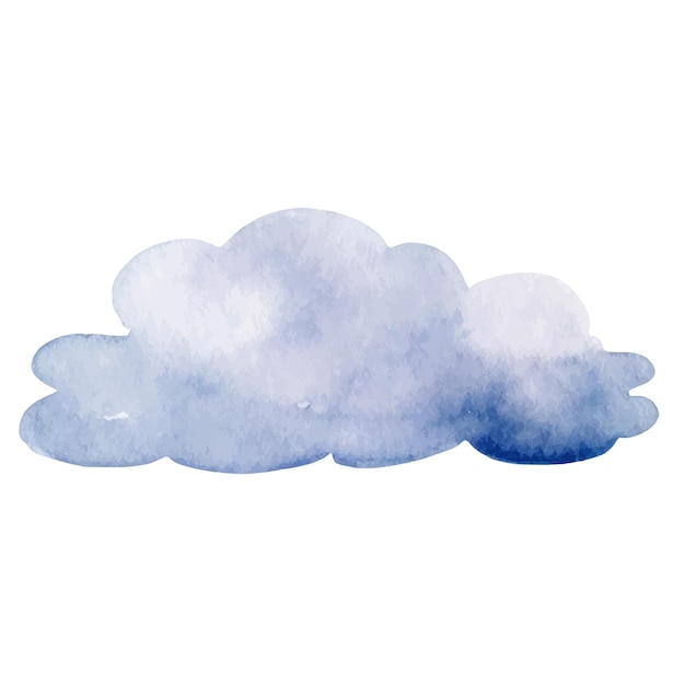 Vector watercolor painted cloud hand drawn design elements isolated on white background