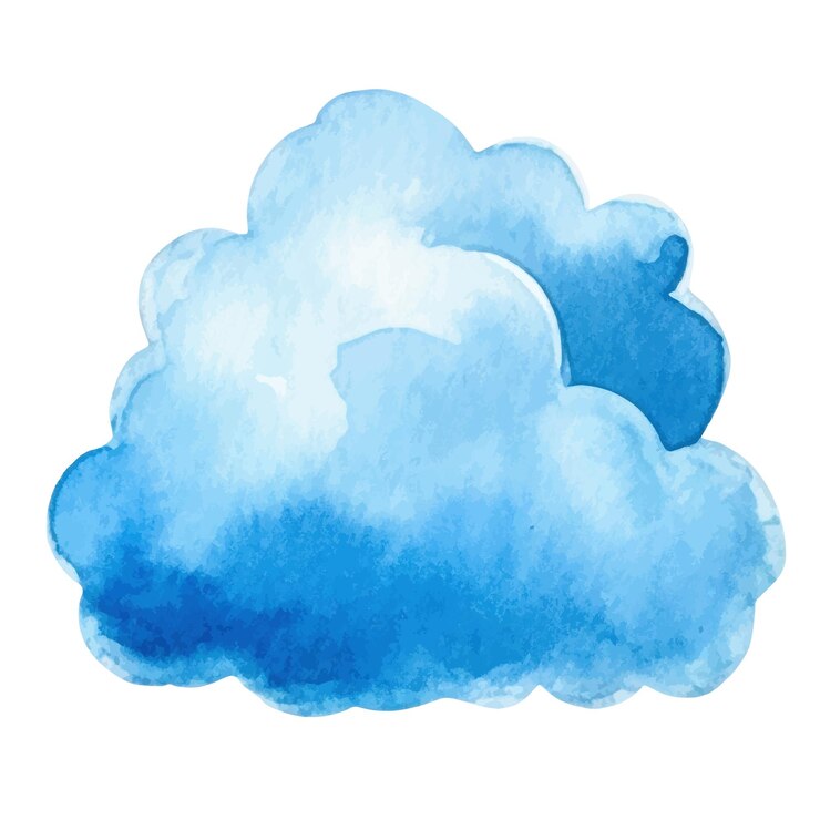 Vector vector watercolor painted cloud hand drawn design elements isolated on white background