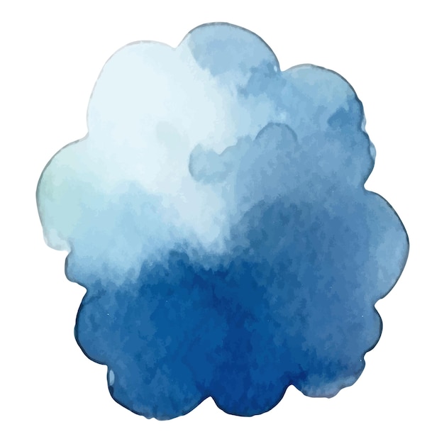 Vector watercolor painted cloud Hand drawn design elements isolated on white background