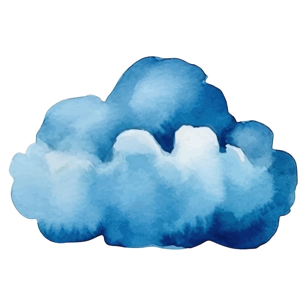 Vector watercolor painted cloud hand drawn design elements isolated on white background