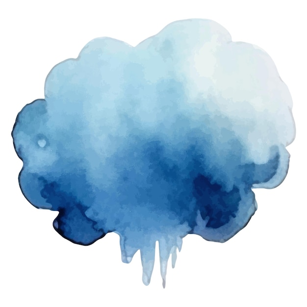 Vector watercolor painted cloud Hand drawn design elements isolated on white background