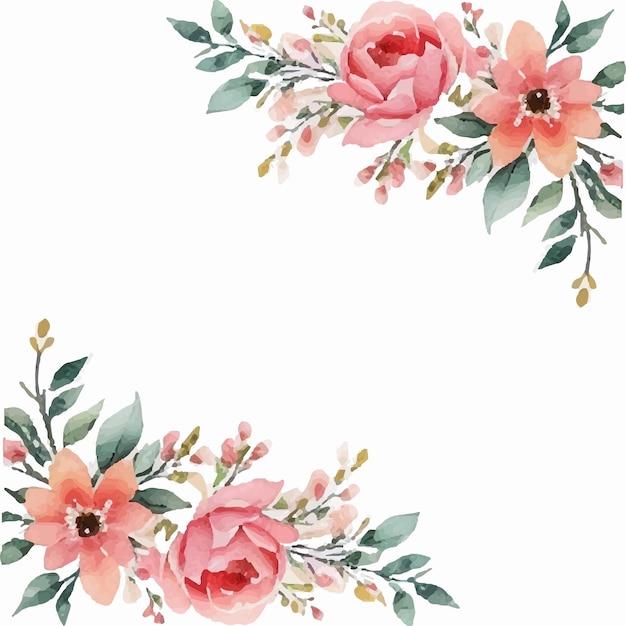 vector watercolor peach rose flower bouquet collection