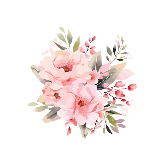 Vector vector watercolor pink flower bouquet collection