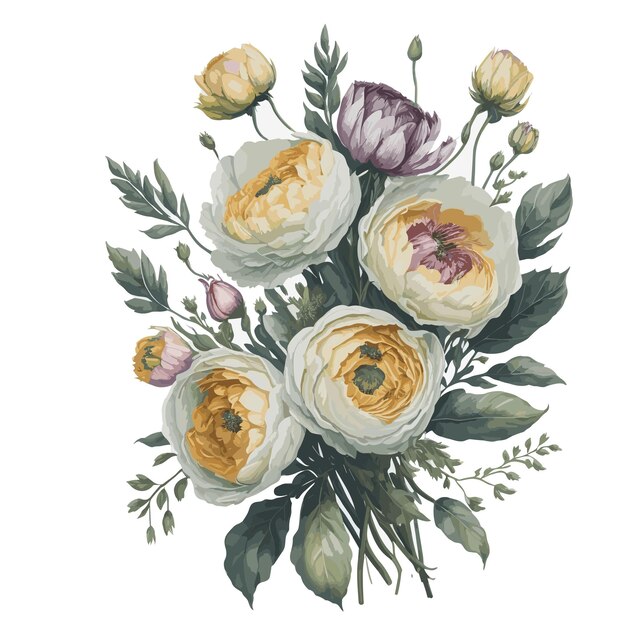 Vector watercolor ranunculus acris clipart florist editable