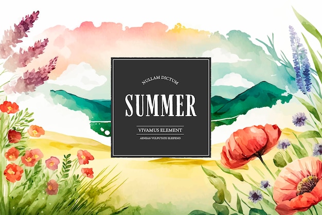 Vector watercolor summer landscape banner generated ai