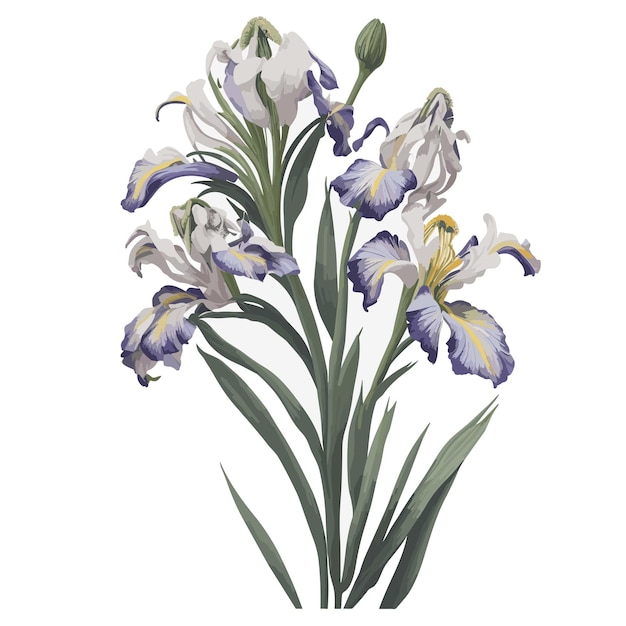 Vector vector watercolor variegated iris clipart floral