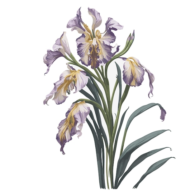 Vector vector watercolor variegated iris clipart floral