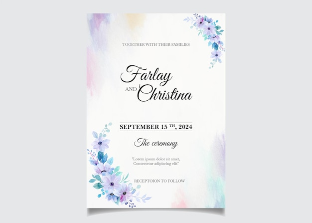 Векторная акварель свадебное приглашение цветочный дизайн