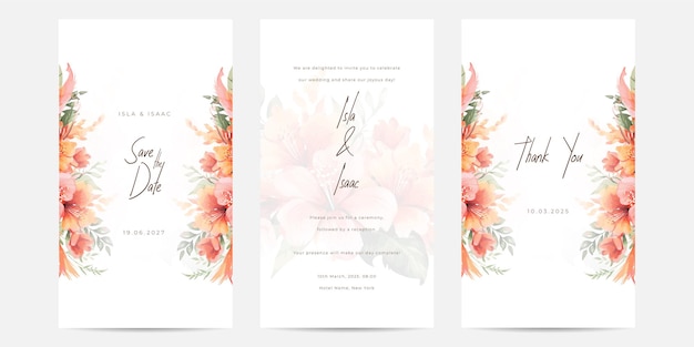 Vector vector watercolor wedding invitation floral and leaves card template