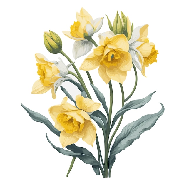 Vector waterverf narcissus clipart bloembloesem