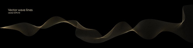 Векторная волна динамические золотые линии Гладкая кривая Золотой градиентный цвет на черном фоне Роскошный фон для вашего дизайна Вектор EPS 10