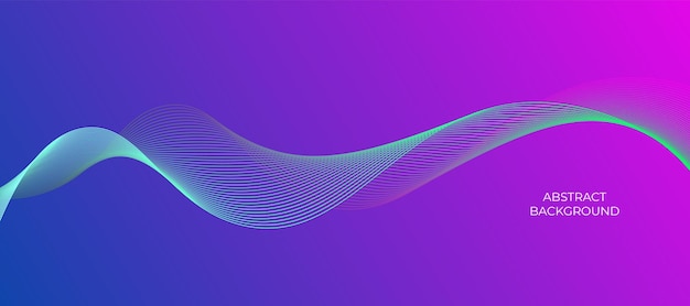 Vector wave dynamic wavy lines flowing dynamic lines blue pink background