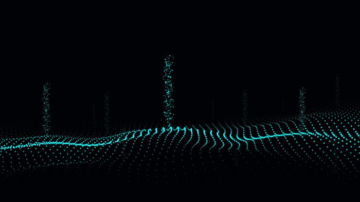 Vector vector wave with motion dots abstract digital background concept connection big data sending data to the internet in form particle futuristic technology backdrop